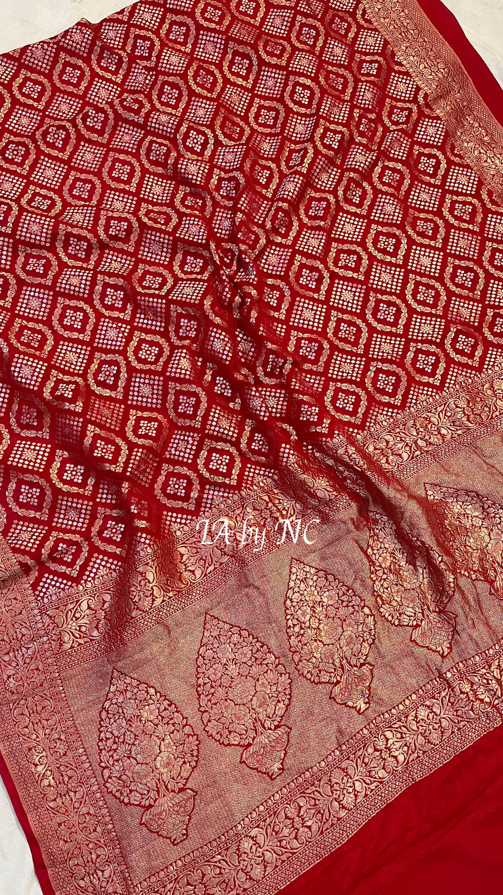 Crimson Banarasi Pure Khaddi Georgette Sona Rupa Saree