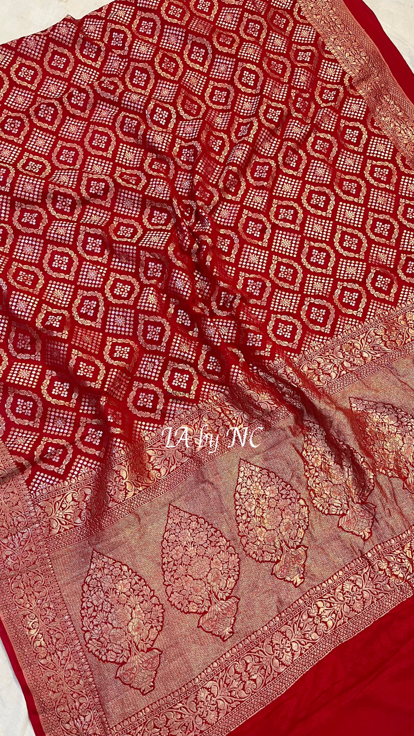 Crimson Banarasi Pure Khaddi Georgette Saree