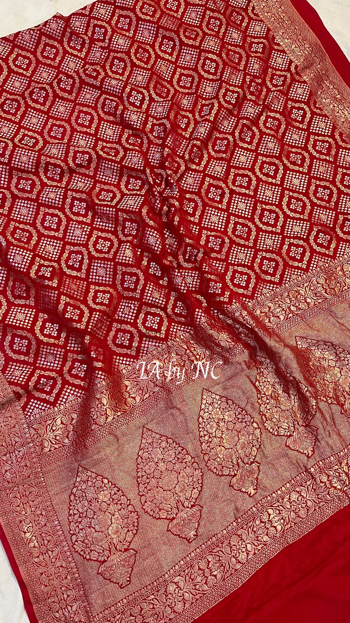 Crimson Banarasi Pure Khaddi Georgette Sona Rupa Saree
