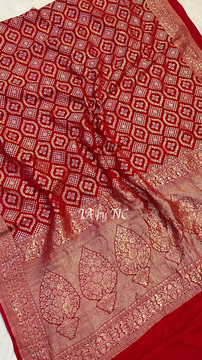 Crimson Banarasi Pure Khaddi Georgette Saree