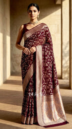 Hickory Banarasi Pure Khaddi Georgette Saree
