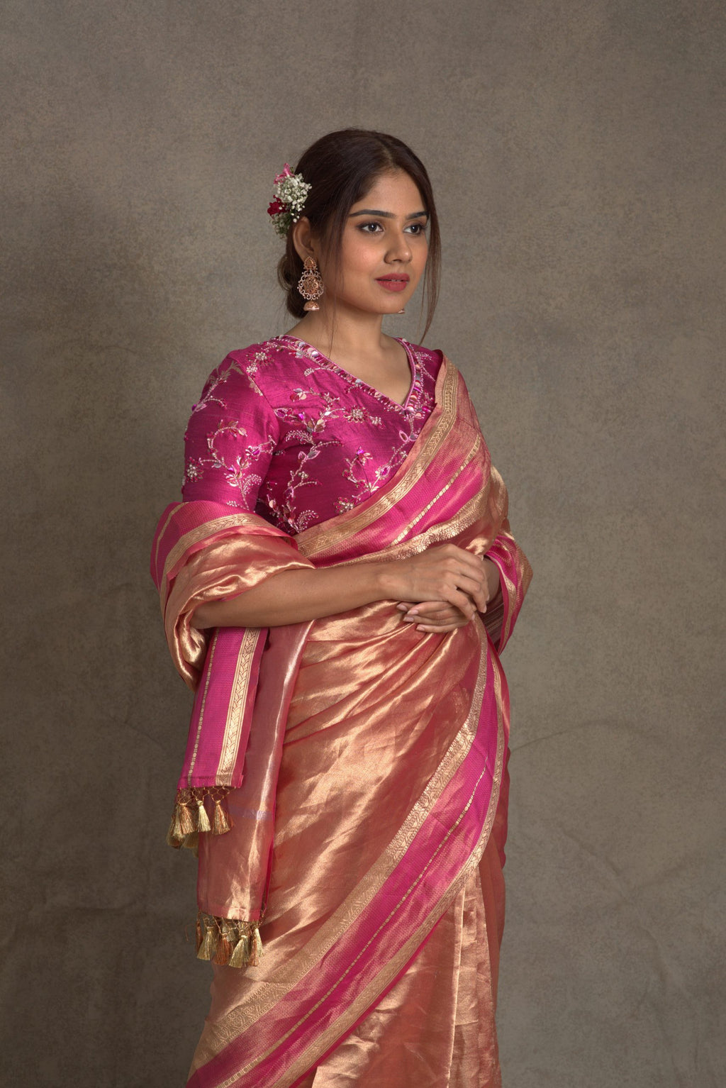 Rani Banarasi Pure Tissue Silk Saree - Double Katan Border