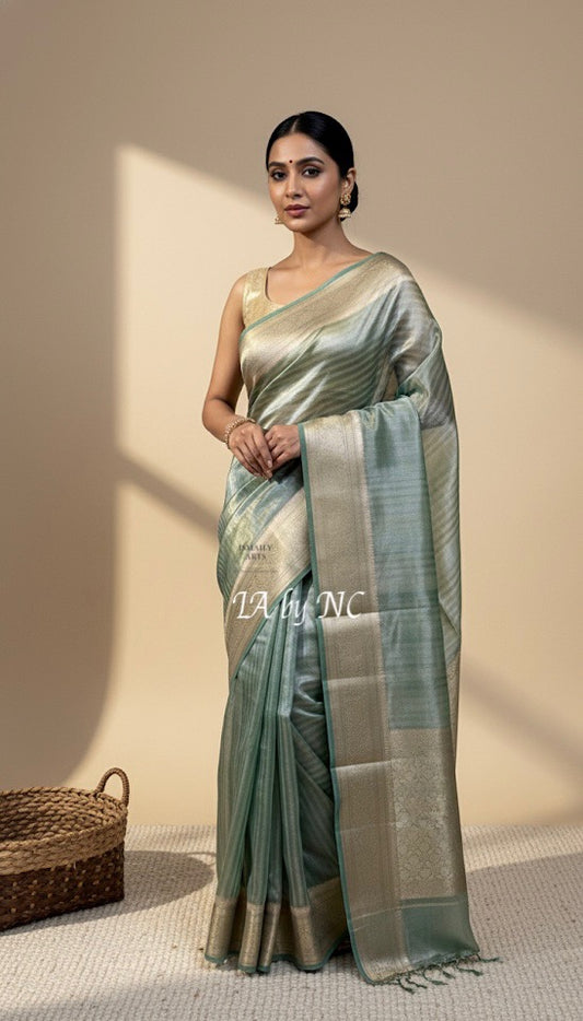 Pine Banarasi Pure Tissue Silk Saree