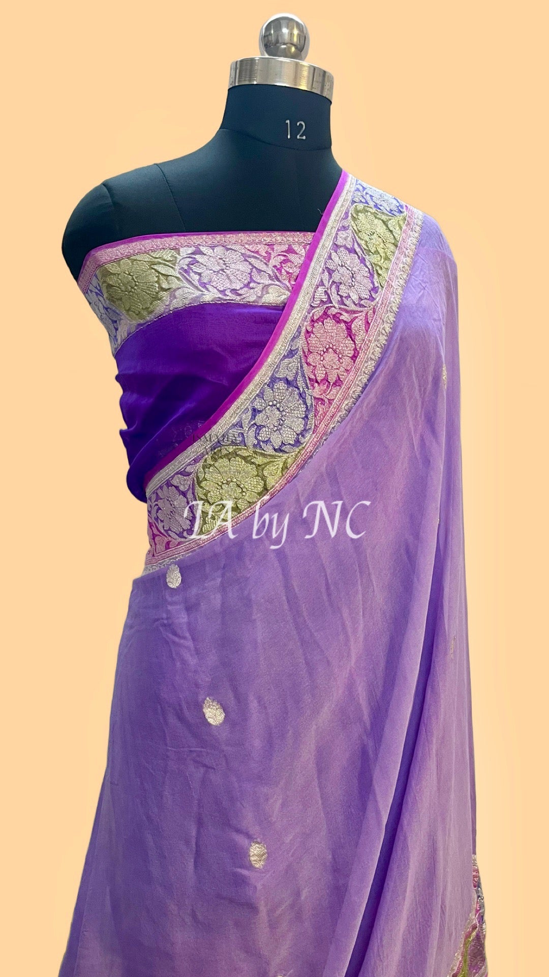 Grape Banarasi Pure Khaddi Georgette Kadwa Saree