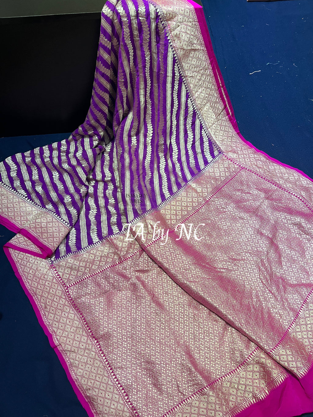 Grape Banarasi Pure Khaddi Georgette Saree