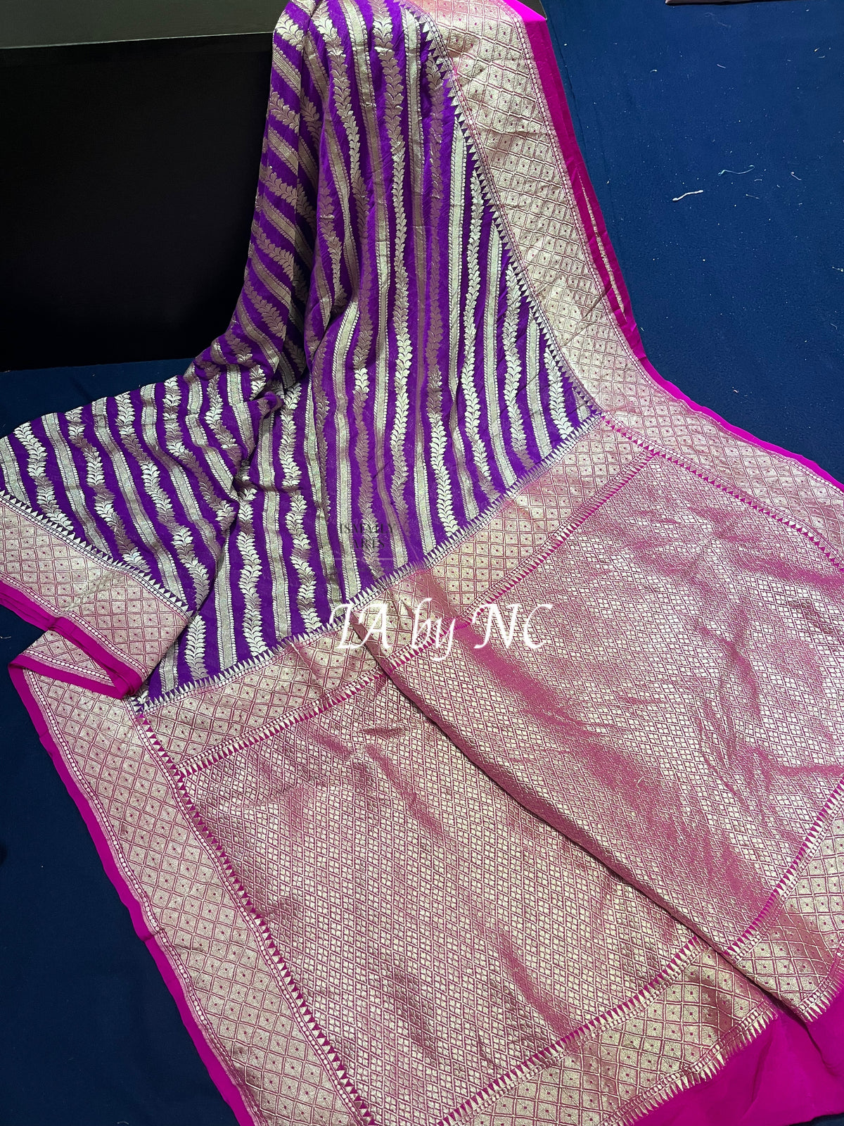 Grape Banarasi Pure Khaddi Georgette Saree