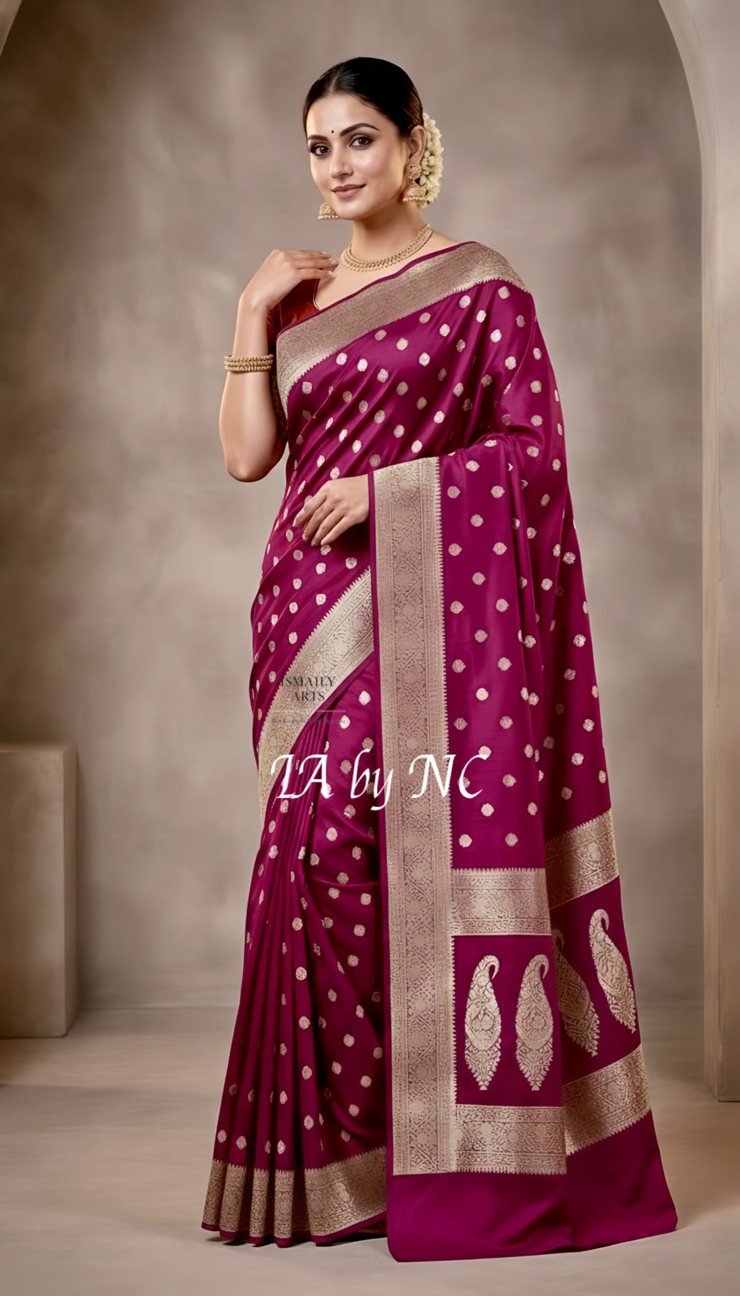 Plum Banarasi Mashru Katan Silk Saree