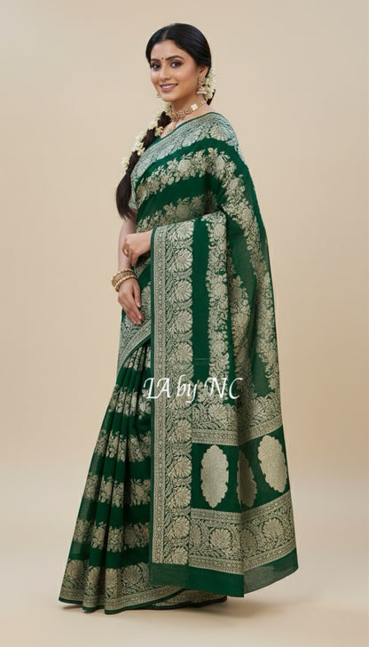 Sacramento Banarasi Pure Khaddi Georgette Saree