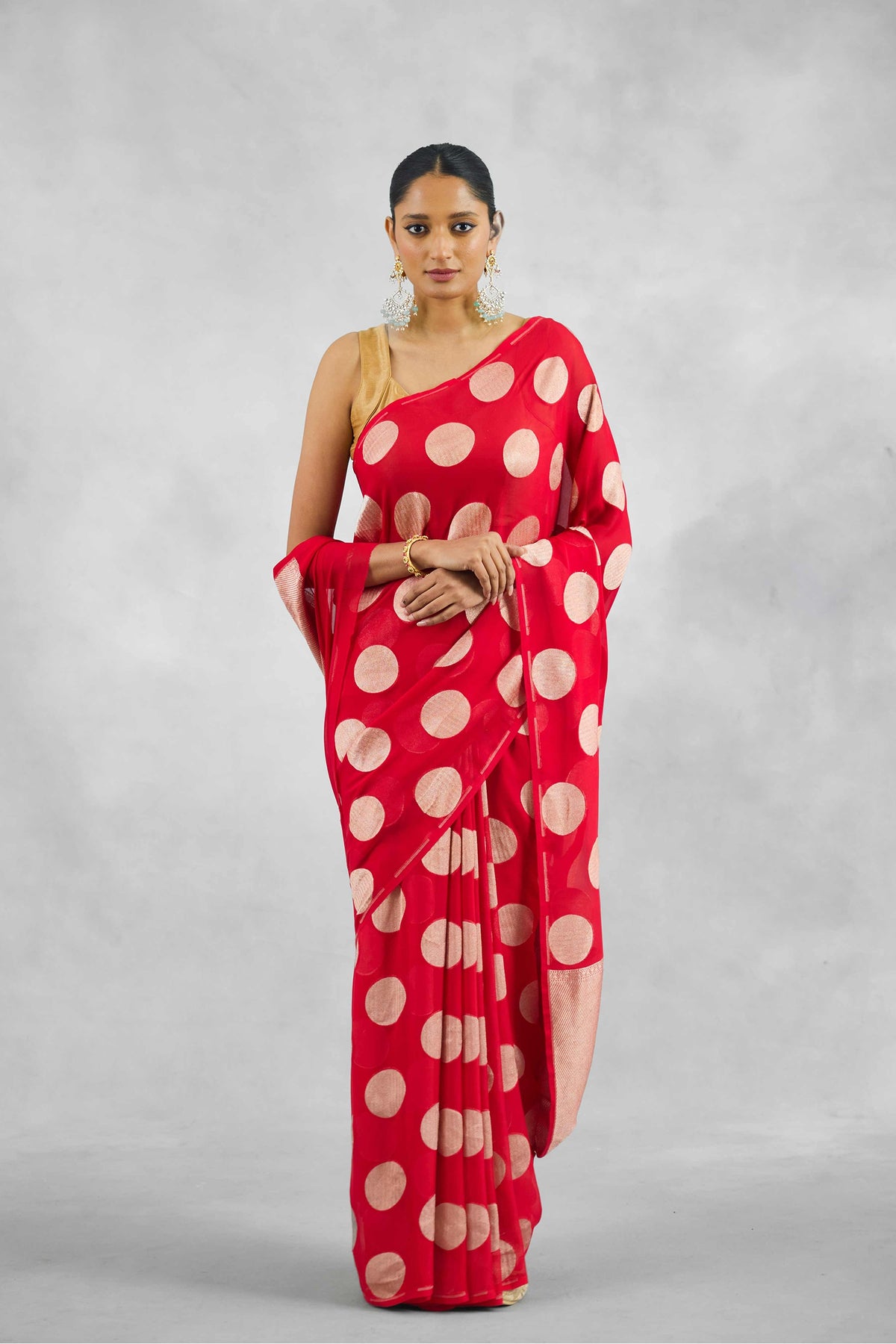 Crimson Banarasi Pure Khaddi Georgette Saree