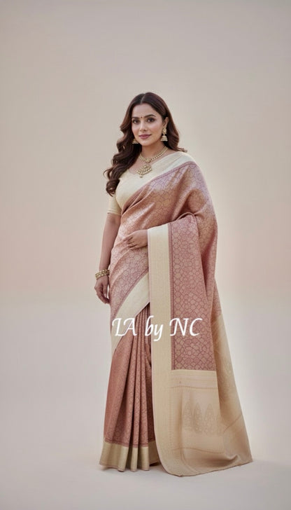 Carmine Banarasi Pure Khaddi Georgette Brocade Saree