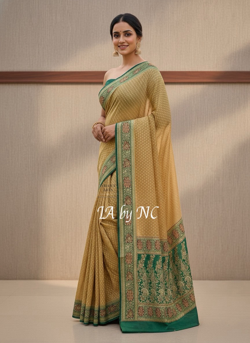 Dijon Banarasi Pure Khaddi Georgette Saree
