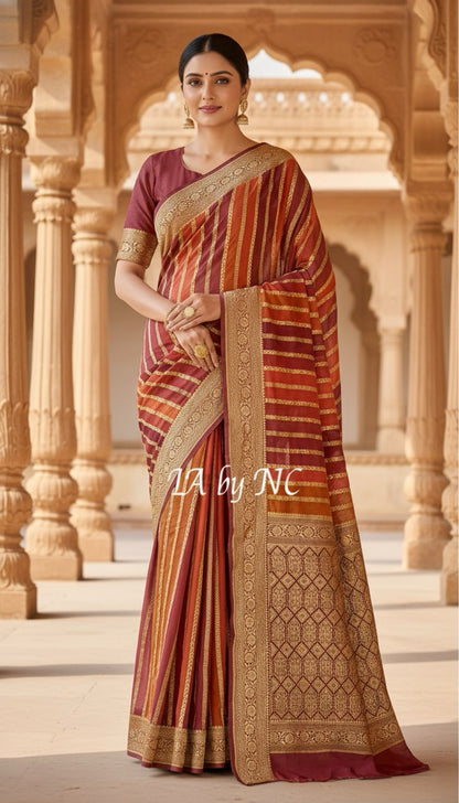 Wine Banarasi Pure Khaddi Georgette Saree