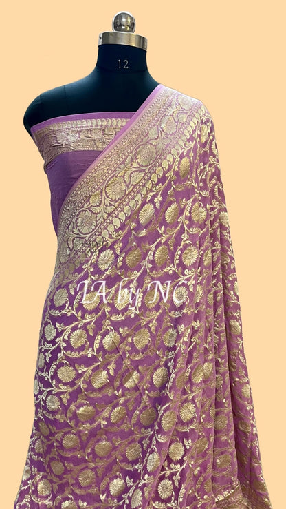 Orchid Banarasi Pure Khaddi Georgette Saree