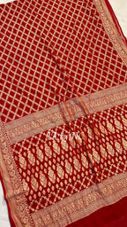 Crimson Banarasi Pure Khaddi Georgette Saree