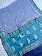 Steel Banarasi Pure Khaddi Georgette Kadwa Saree