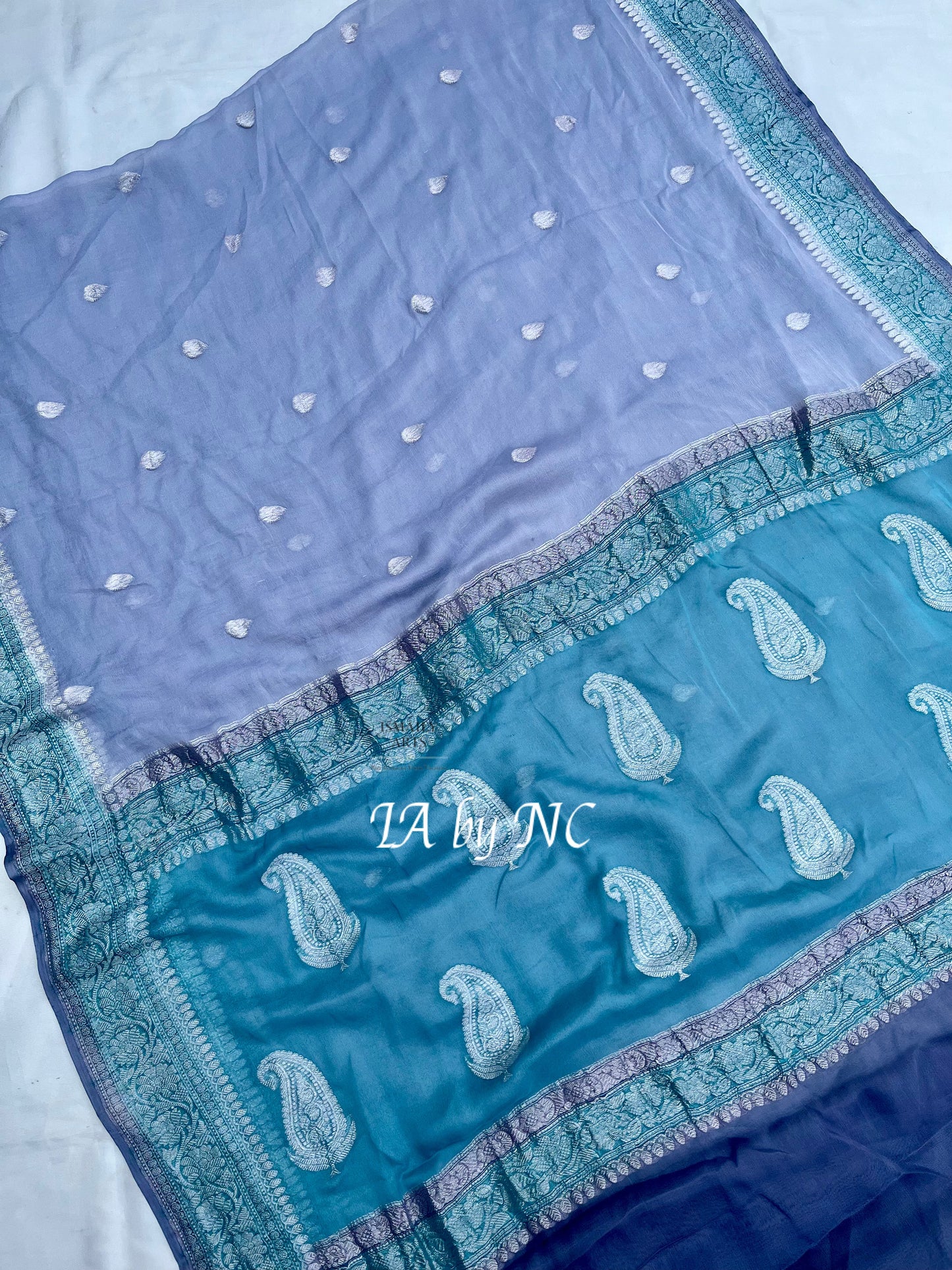 Steel Banarasi Pure Khaddi Georgette Kadwa Saree