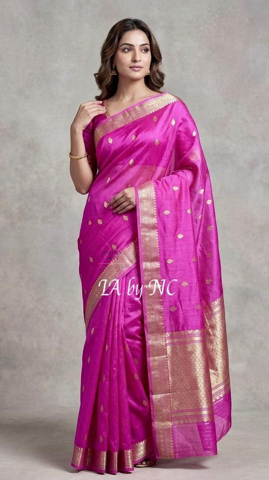 Neon Banarasi Pure Kora Organza Kadwa Saree