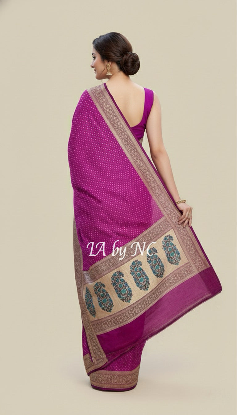 Mulberry Banarasi Pure Khaddi Georgette Saree