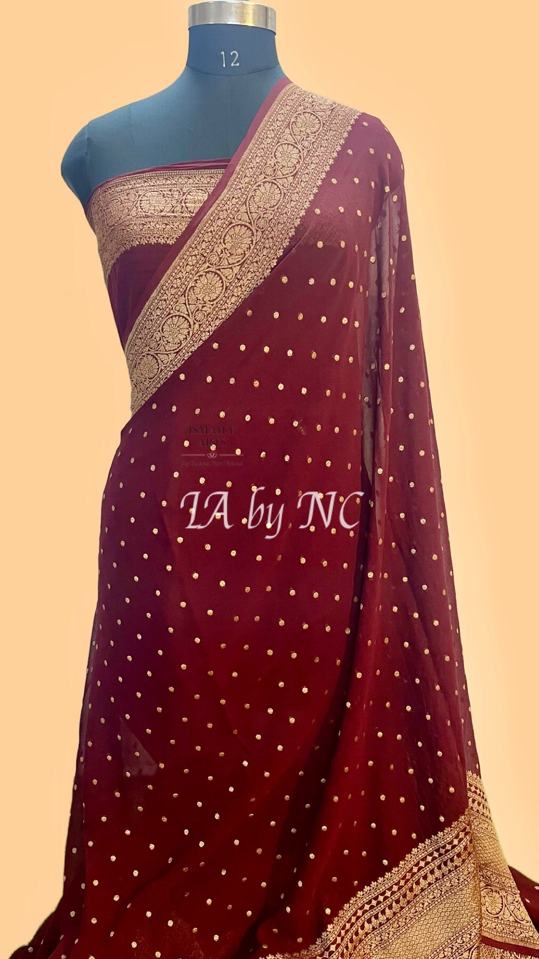 Burgundy Banarasi Pure Khaddi Georgette Saree