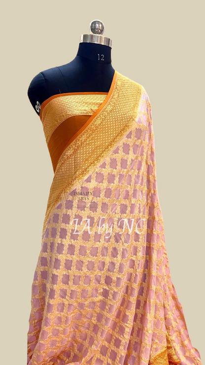 Carnation Banarasi Pure Khaddi Georgette Saree