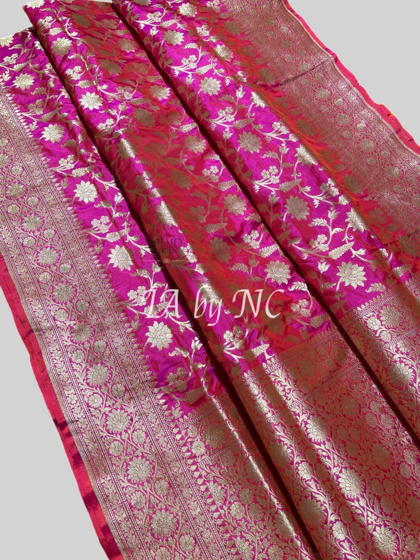 Cerise Banarasi Pure Katan Silk Pattu Saree