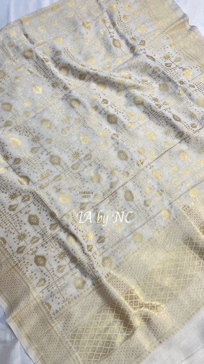 Beige Banarasi Pure Munga Silk Dupatta