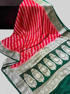 Carmine Banarasi Pure Chiffon Georgette Saree