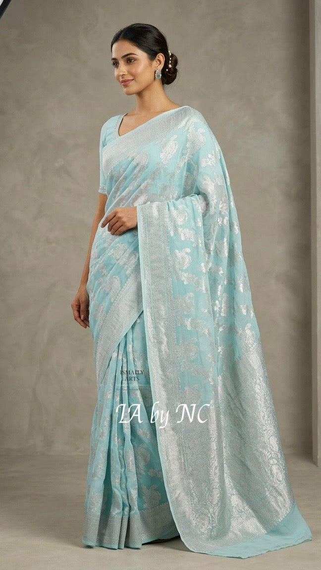 Baby Banarasi Pure Khaddi Georgette Saree
