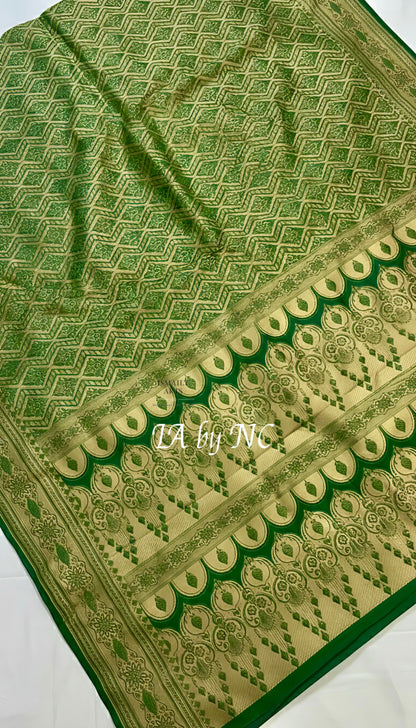 Avocado Banarasi Mashru Katan Silk Saree