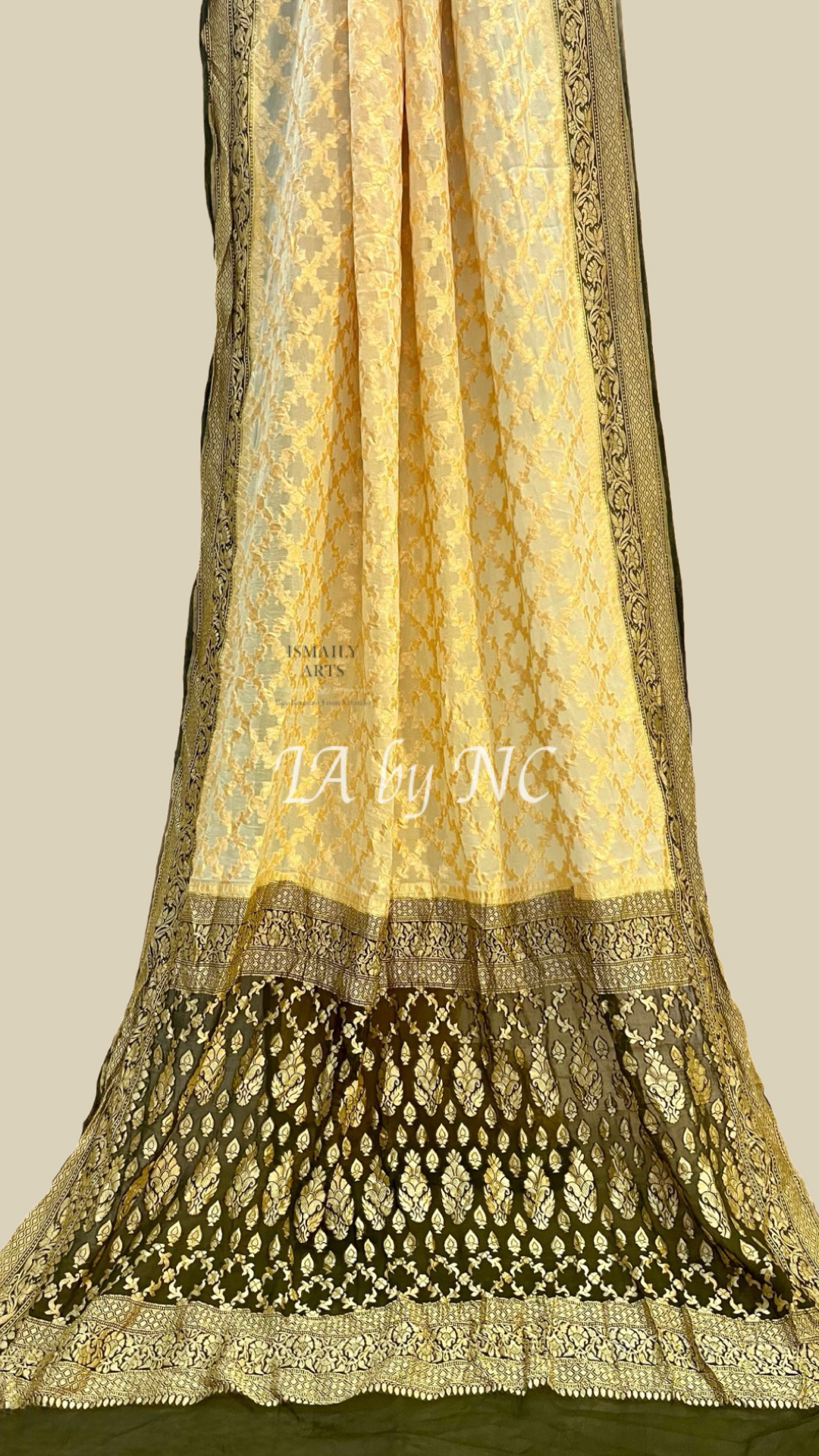 Beige Banarasi Pure Khaddi Georgette Saree