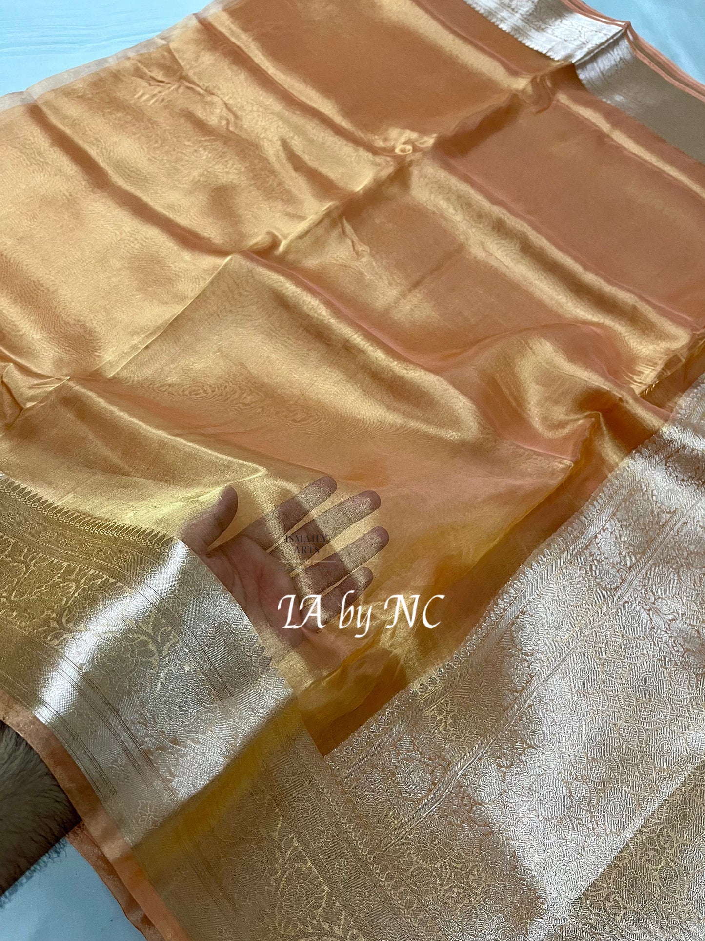 Ochre Banarasi Pure Tissue Silk Saree