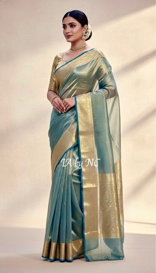 Prussian Banarasi Pure Tissue Silk Saree