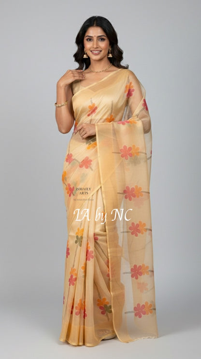 Pale Banarasi Pure Kora Silk Saree