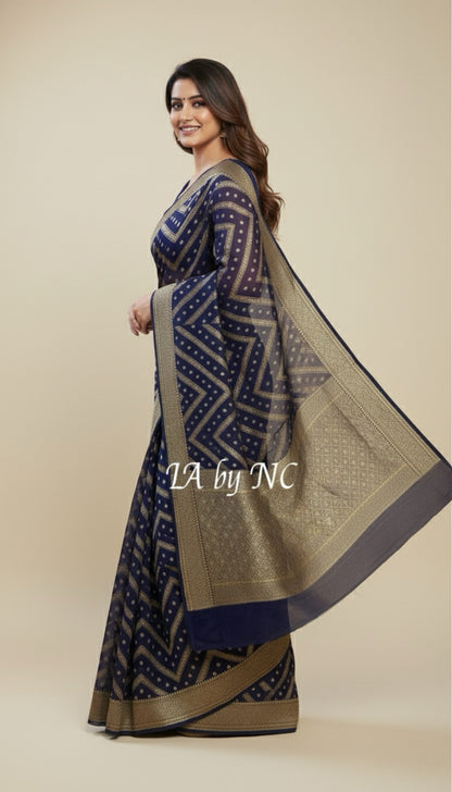 Space Banarasi Pure Khaddi Georgette Saree