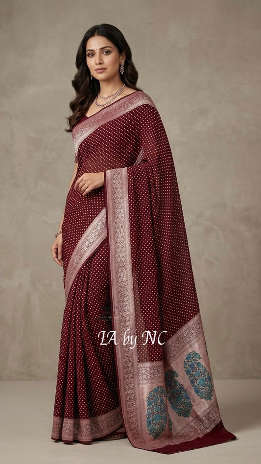 Hickory Banarasi Pure Khaddi Georgette Saree