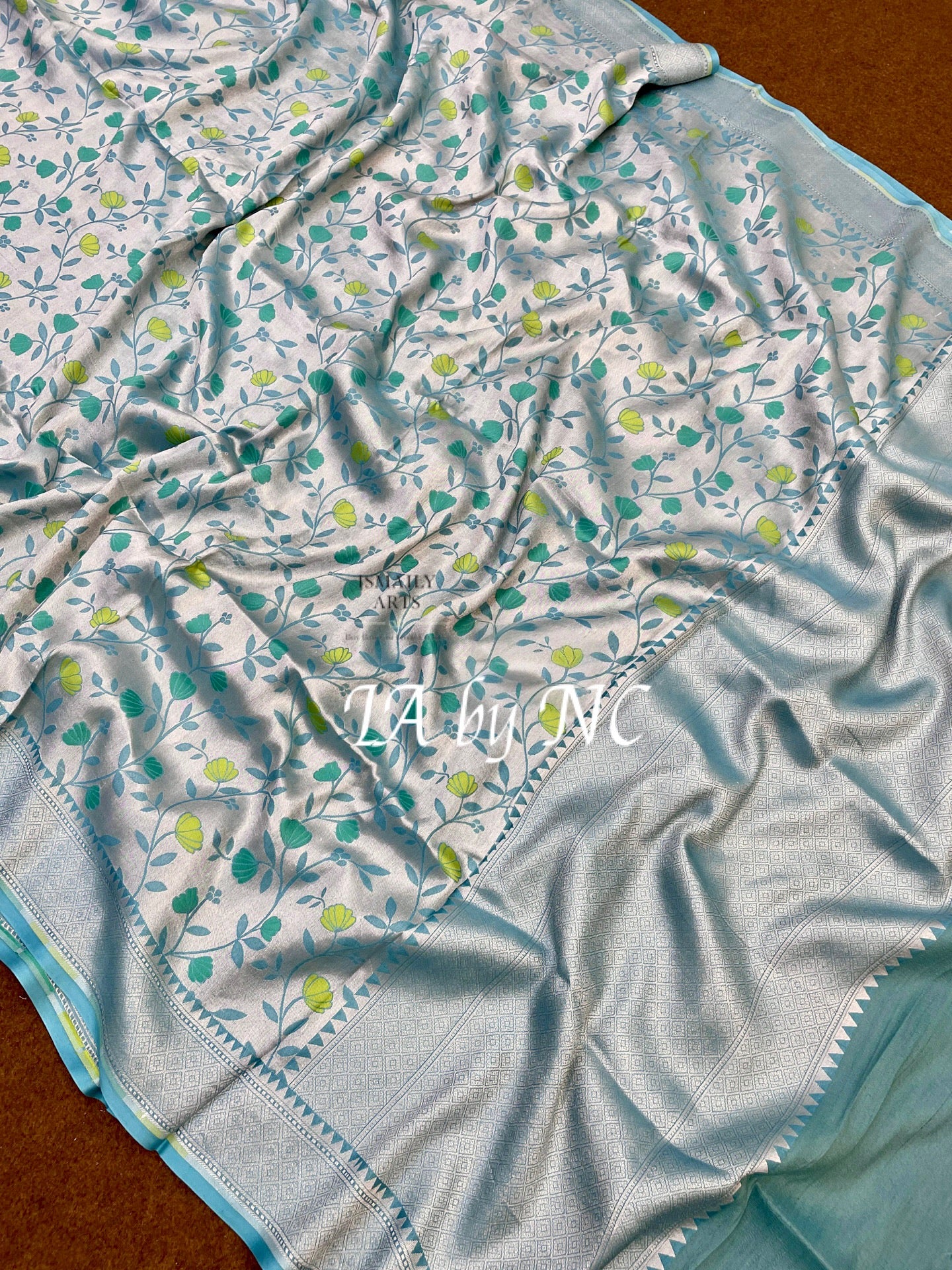 Turquoise Banarasi Pure Khaddi Tussar Georgette Brocade Saree