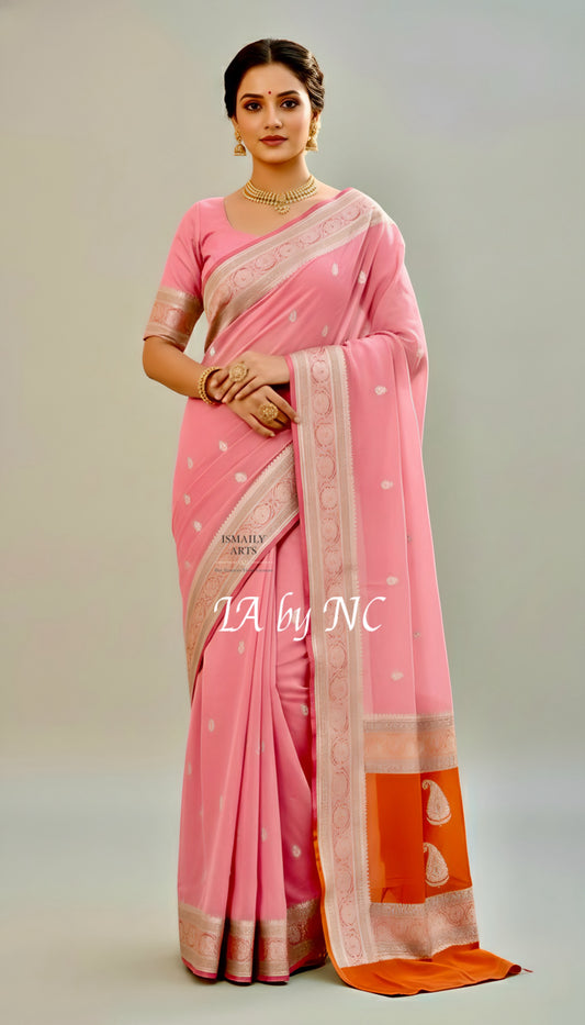 Punch Banarasi Pure Khaddi Georgette Kadwa Saree