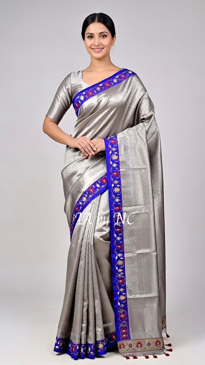 Grape Banarasi Pure Tissue Silk Designer Saree