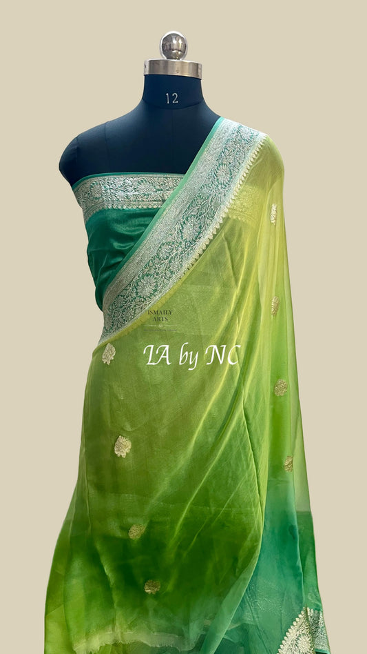 Forest Banarasi Pure Khaddi Georgette Kadwa Saree