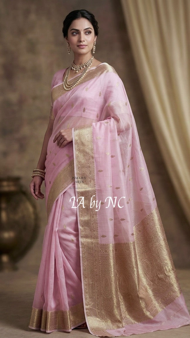 Baby Banarasi Pure Kora Silk Kadwa Saree