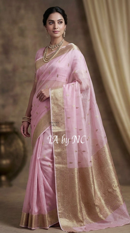 Baby Banarasi Pure Kora Silk Kadwa Saree