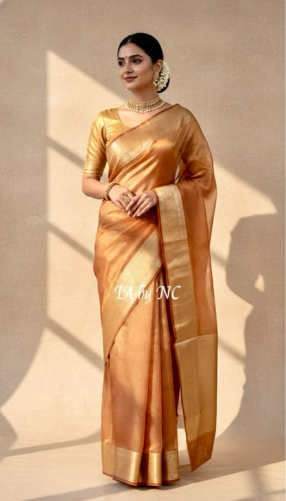 Carmine Banarasi Pure Tissue Silk Saree