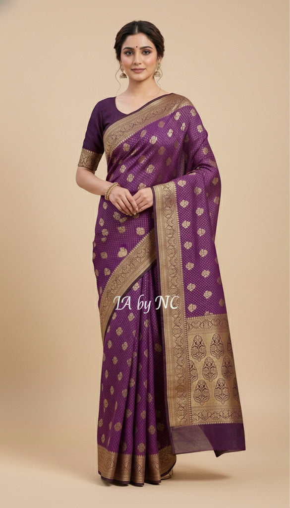 Plum Banarasi Pure Khaddi Georgette Saree