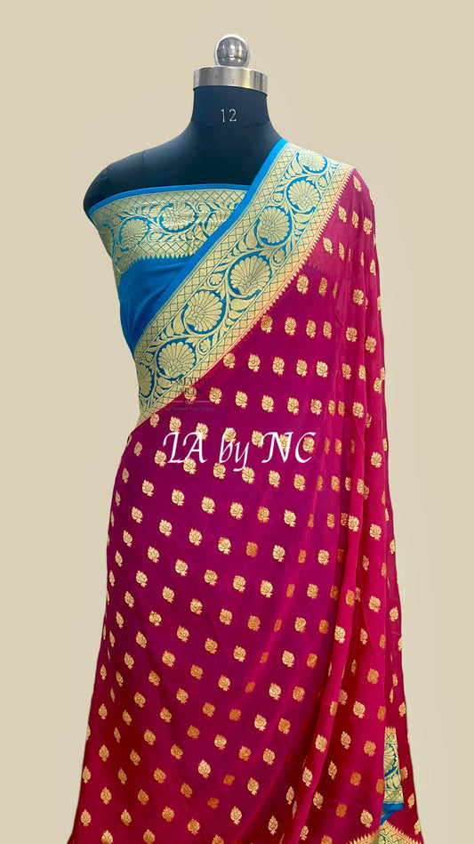 Mulberry Banarasi Pure Khaddi Georgette Saree