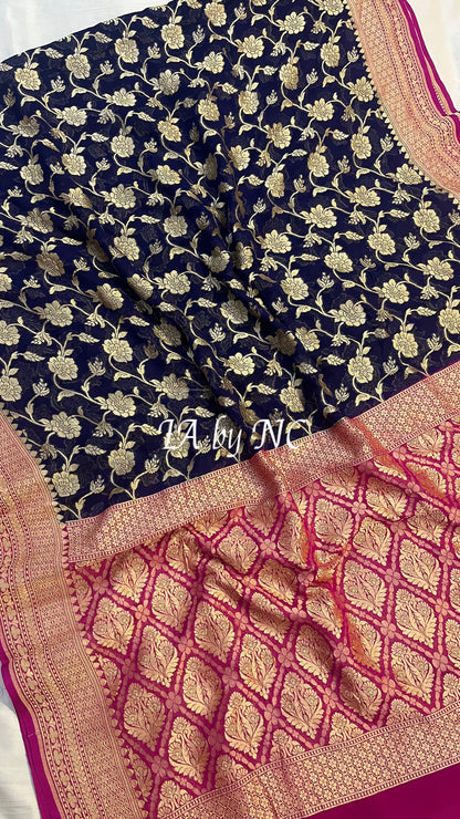 Space Banarasi Pure Khaddi Georgette Saree