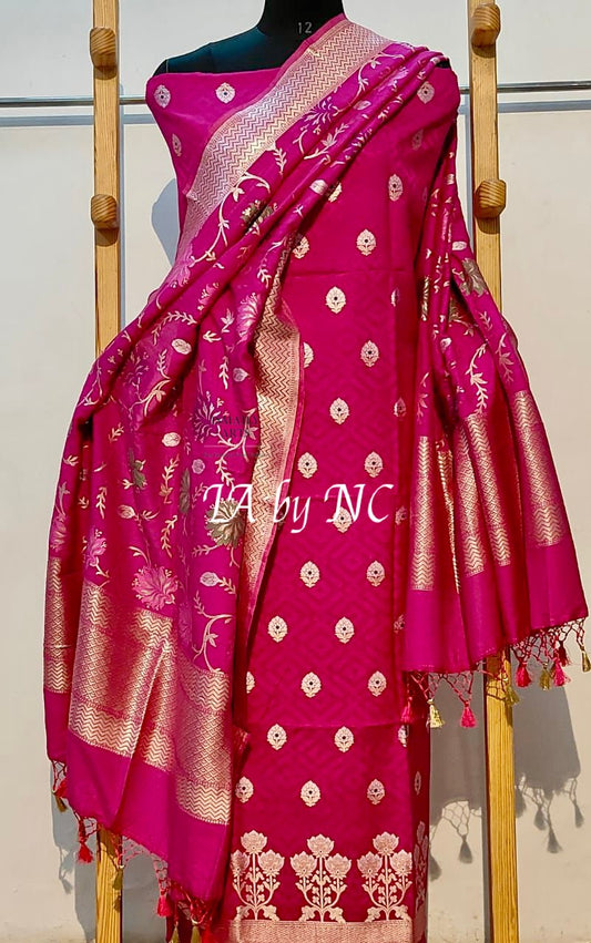 Ruby Banarasi Pure Munga Silk Dress materials