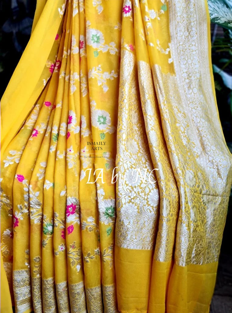 Tuscany Banarasi Pure Khaddi Georgette Meenakari Saree