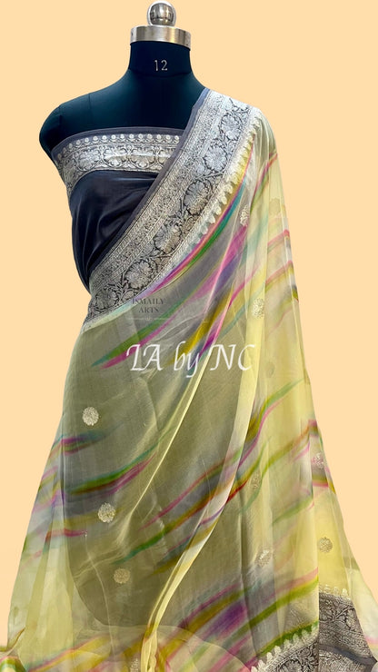 Iron Banarasi Pure Khaddi Georgette Kadwa Saree