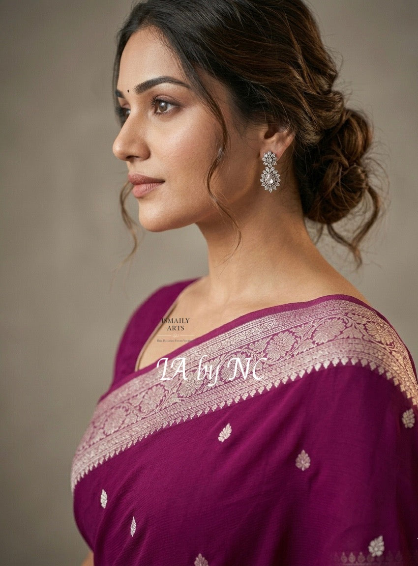 Byzantine Banarasi Pure Khaddi Georgette Kadwa Saree