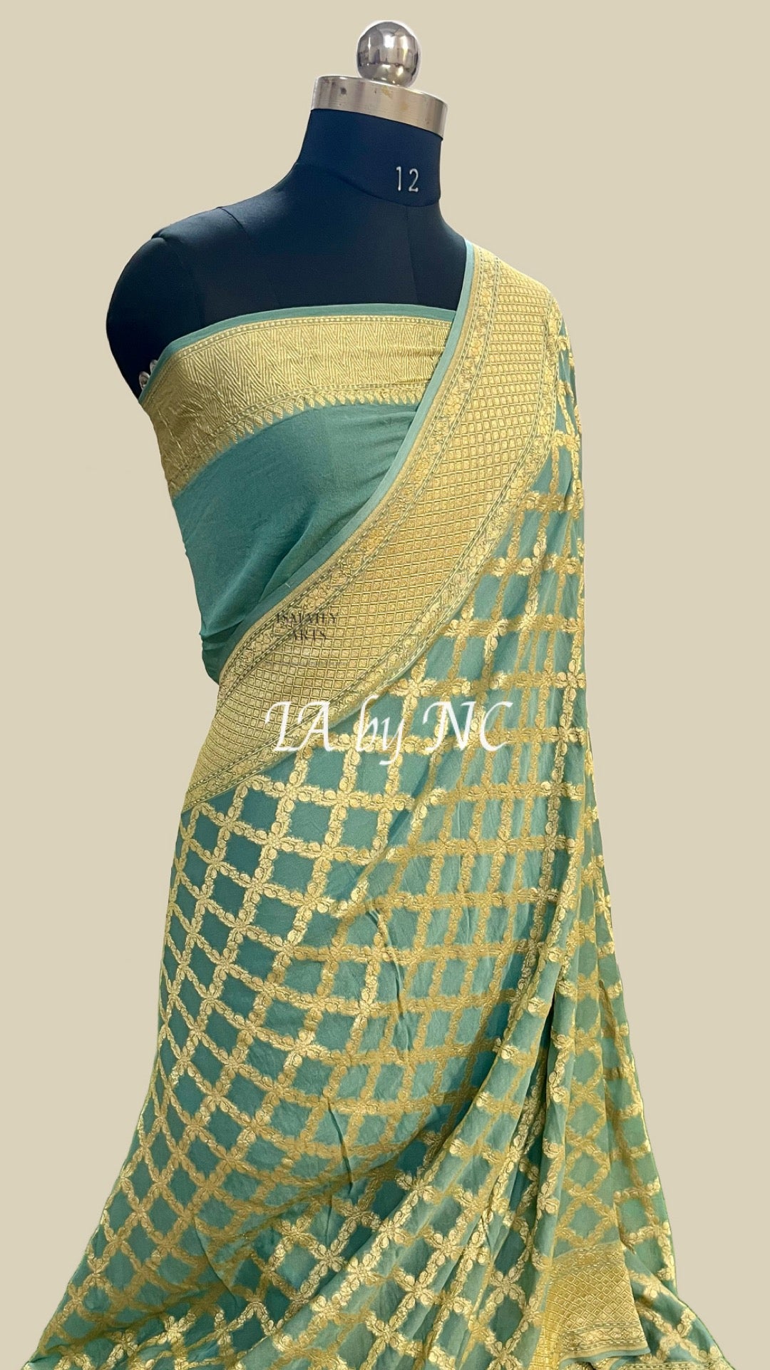 Turquoise Banarasi Pure Khaddi Georgette Saree